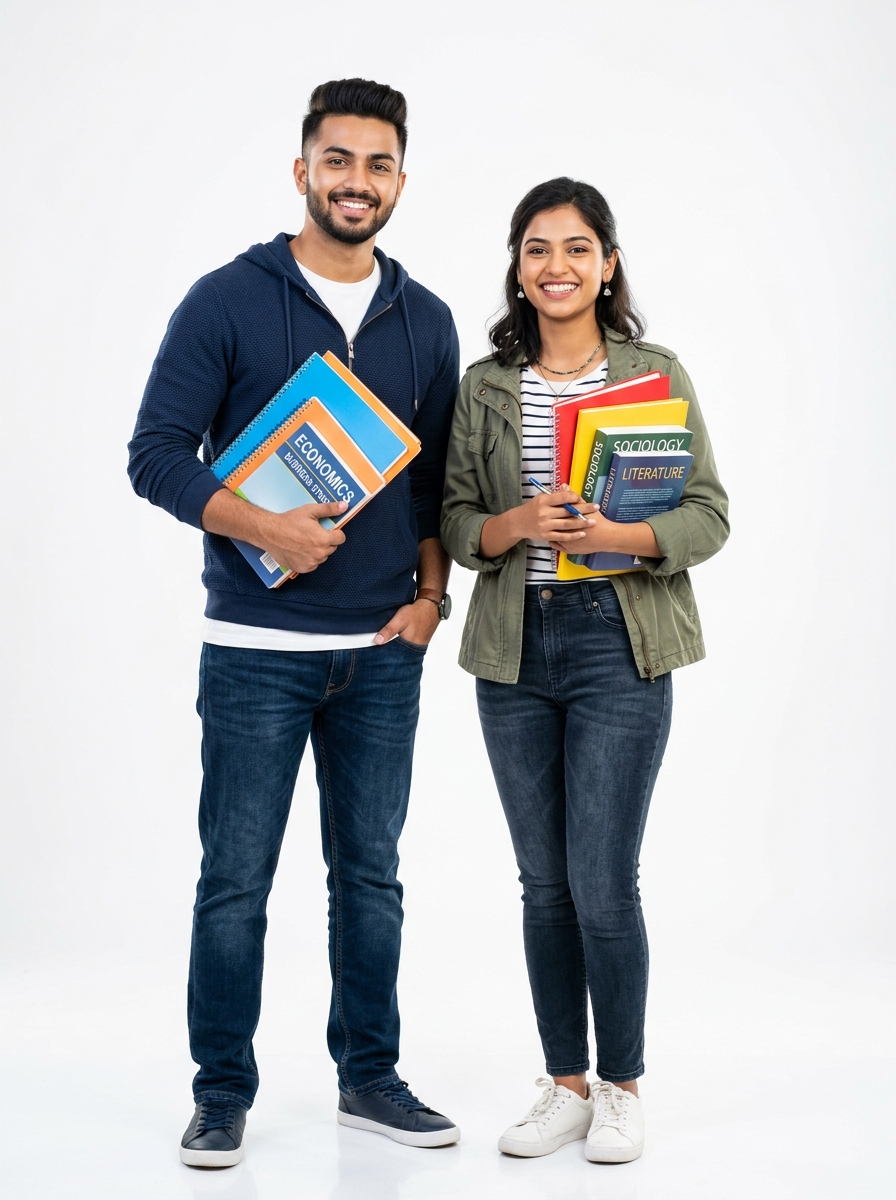 Students with books